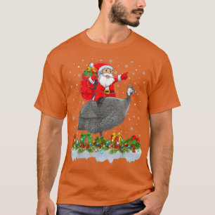 Xmas Funny Santa Claus Riding Guinea Fowl Bird Chr T-Shirt