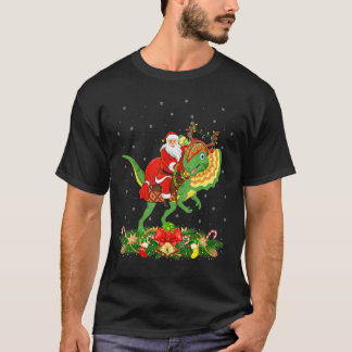 Xmas Funny Santa Riding Dilophosaurus Dinosaur Chr T-Shirt