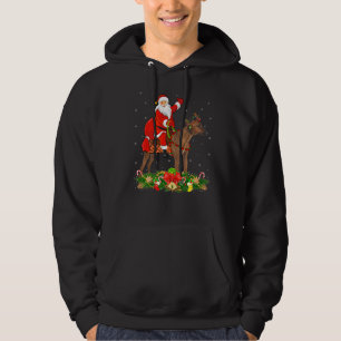 Xmas Funny Santa Riding Rhodesian Ridgeback Dog Ch Hoodie