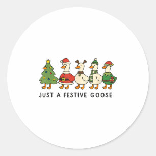 Xmas Funny Silly Goose Christmas Pjs Just A Festiv Classic Round Sticker
