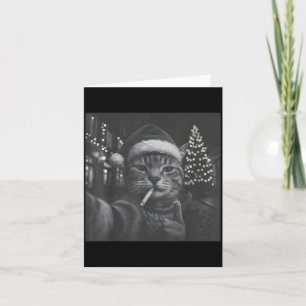 Xmas Funny Smoking Cat Cigarette Kitty Gen Z Meme  Card