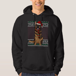 Xmas German Shepherd Dog Santa Hat Ugly Christmas Hoodie