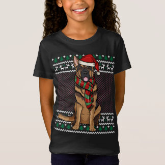 Xmas German Shepherd Dog Santa Hat Ugly Christmas T-Shirt