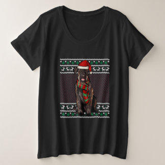 Xmas Giant Schnauzer Dog Santa Hat Ugly Christmas Plus Size T-Shirt