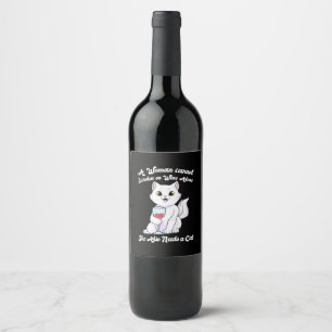 Xmas Gift   A Woman Survives On Wine And Cat Label