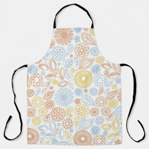 Xmas Gift Abstract Flowers On White Apron