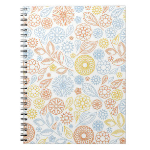 Xmas Gift Abstract Flowers On White Notebook