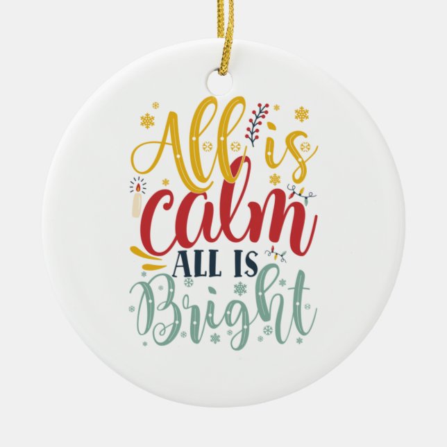 Xmas Gift | All Is Calm All Is Bright Ceramic Tree Decoration (Front)