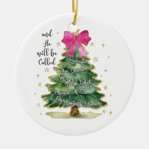 Xmas Gift And He Will Be Called Merry Christmas Ceramic Tree Decoration