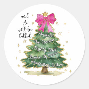 Xmas Gift And He Will Be Called Merry Christmas Classic Round Sticker