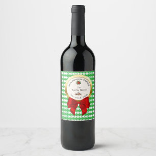 XMAS GIFT BAG green & red numbers editable Wine Label