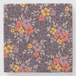Xmas Gift Bold Oversize Hand Painted Floral Stone Coaster