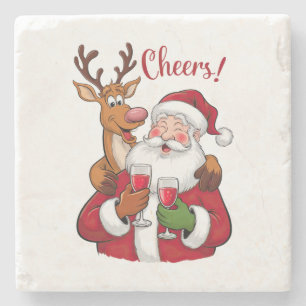 Xmas Gift Cheer Santa Claus Stone Coaster