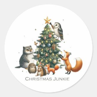 Xmas Gift Christmas Junkie Classic Round Sticker