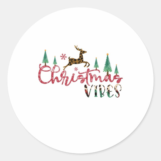 Xmas Gift Christmas Vibes Classic Round Sticker (Front)