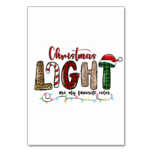 Xmas Gift Chritsmas Light Are My Favourite Colour Table Number