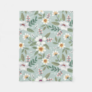 Xmas Gift Colourful Hand Drawn Flowers Fleece Blanket