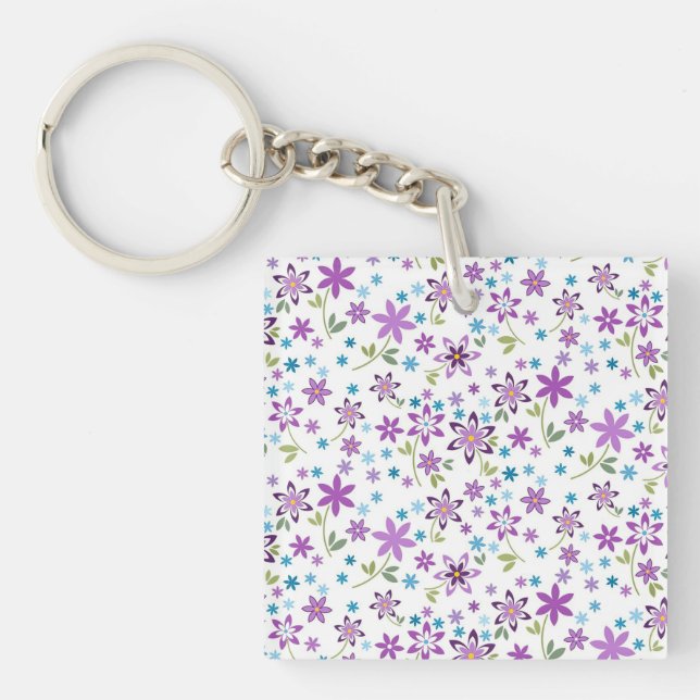 Xmas Gift Cute Floral Ditsy Key Ring (Front)