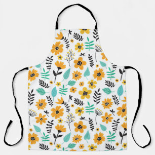 Xmas Gift Cute Hand Drawn Floral Colourful Apron