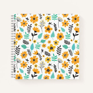 Xmas Gift Cute Hand Drawn Floral Colourful Notebook