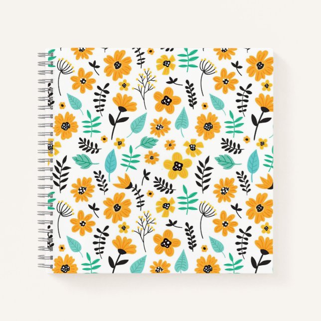 Xmas Gift Cute Hand Drawn Floral Colourful Notebook (Front)