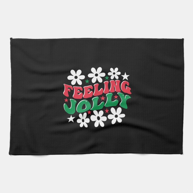 Xmas Gift Feeling Jolly Tea Towel (Horizontal)
