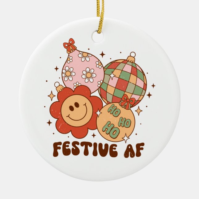 Xmas Gift Festive AF Ceramic Tree Decoration (Front)