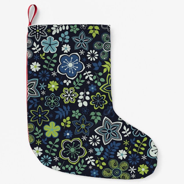 Xmas Gift Floral 3D Wall Art Small Christmas Stocking (Front)