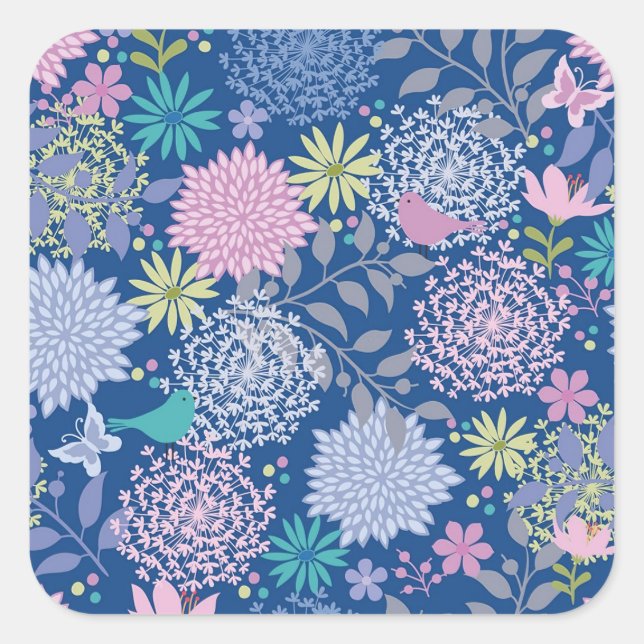Xmas Gift Floral 60th Birthday Square Sticker (Front)