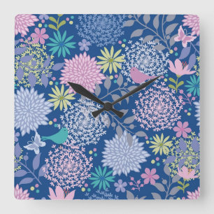 Xmas Gift Floral 60th Birthday Square Wall Clock