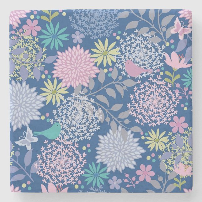 Xmas Gift Floral 60th Birthday Stone Coaster (Front)