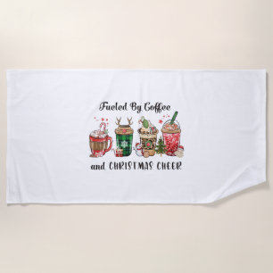 Xmas Gift Fuelled By Coffee And Christmas Cheer Beach Towel