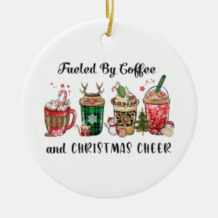 Xmas Gift Fuelled By Coffee And Christmas Cheer Ceramic Tree Decoration