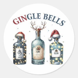 Xmas Gift Gingle Bells Classic Round Sticker