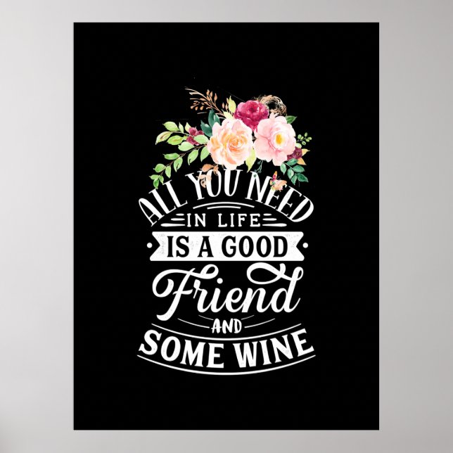 Xmas Gift | Good Friend And Some Wine Poster (Front)