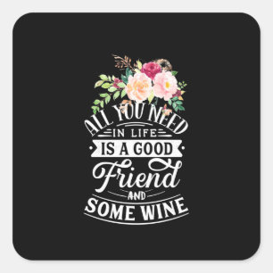 Xmas Gift Good Friend And Some Wine Square Sticker