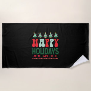 Xmas Gift Happy Holidays Beach Towel