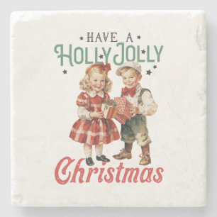 Xmas Gift Have A Holly Jolly Christmas Stone Coaster