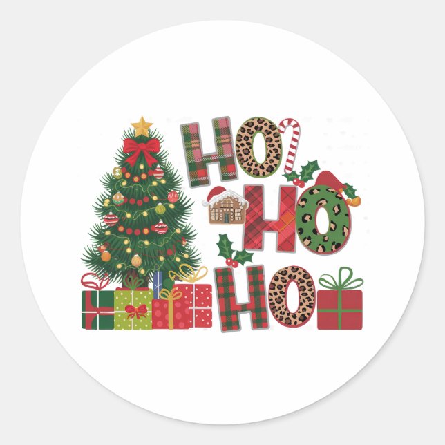 Xmas Gift Ho Ho Ho Classic Round Sticker (Front)