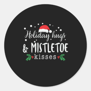 Xmas Gift Holiday Hugs And Kisses Classic Round Sticker