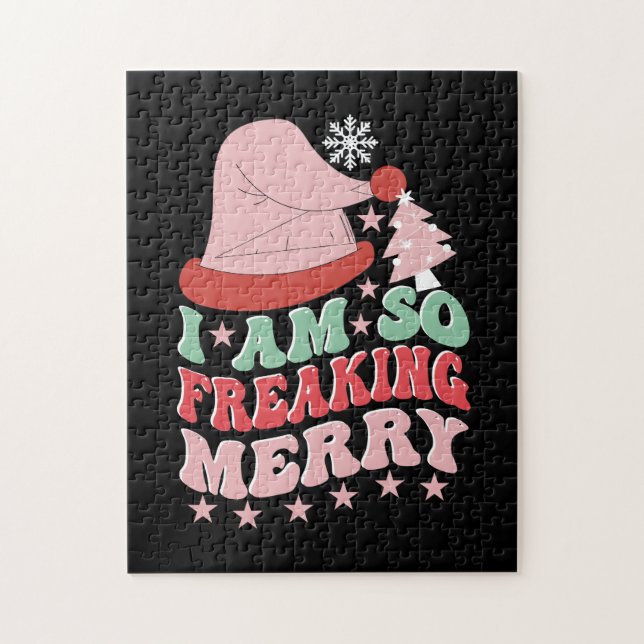 Xmas Gift I Am So Freaking Merry Jigsaw Puzzle (Vertical)