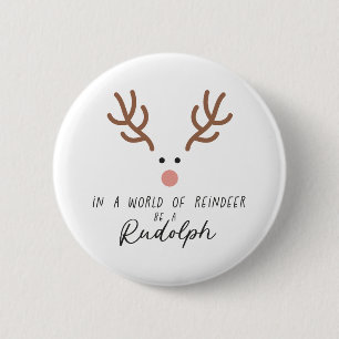 Xmas Gift In A World Of Reindeer 6 Cm Round Badge
