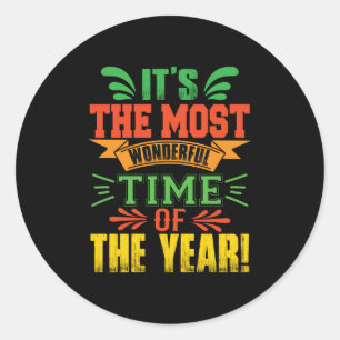 Xmas Gift It Is The Most Wonderful Time Classic Round Sticker