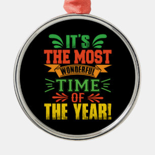 Xmas Gift It Is The Most Wonderful Time Metal Tree Decoration