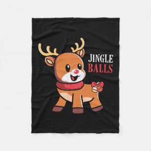 Xmas Gift Jingle Balls Reindeer Fleece Blanket