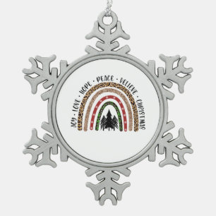 Xmas Gift Joy Love Hope Peace Snowflake Pewter Christmas Ornament