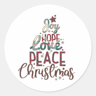 Xmas Gift Joy Love Peace Christmas Classic Round Sticker