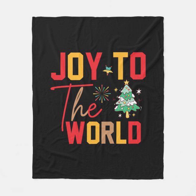 Xmas Gift Joy To The World Fleece Blanket (Front)