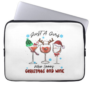 Xmas Gift Just A Girl Who Loves Christmas And Wine Laptop Sleeve