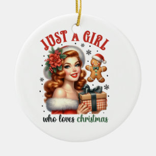 Xmas Gift Just A Girl Who Loves Christmas Ceramic Tree Decoration